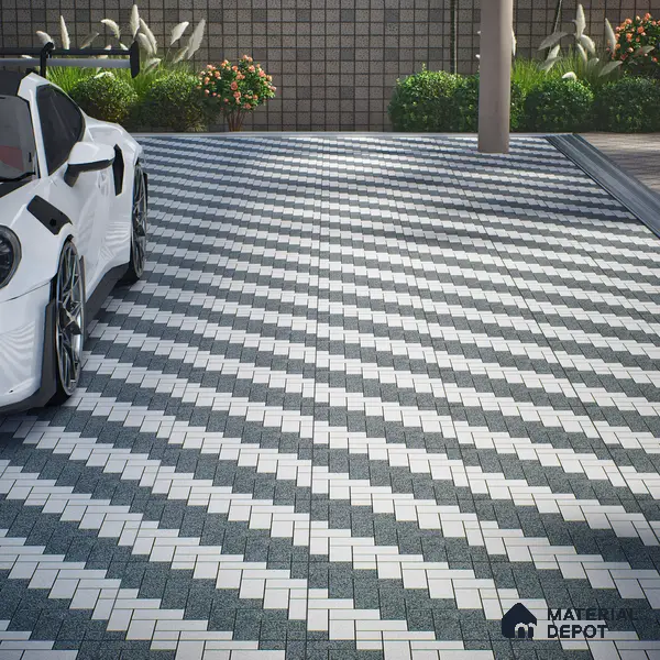 Parking Floor Tile TL 02334 16 x 16 inch Vitrified Anti Skid Matte Finish Heavy Duty Tile - 12 mm | Suitable For Outdoor, Heavy Traffic Areas | Pattern Alignment May Vary | 2-3 mm Spacer is Mandatory