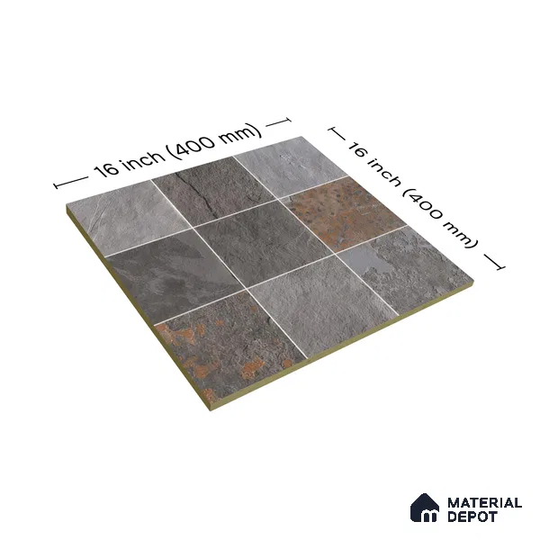 Parking Floor Tile TL 02335 16 x 16 inch Vitrified Anti Skid Matte Finish Heavy Duty Tile - 12 mm | Suitable For Outdoor, Balcony, Terrace | Pattern Alignment May Vary | 2-3 mm Spacer is Mandatory
