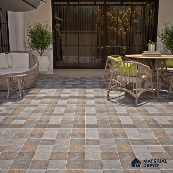 Parking Floor Tile TL 02335 16 x 16 inch Vitrified Anti Skid Matte Finish Heavy Duty Tile - 12 mm | Suitable For Outdoor, Balcony, Terrace | Pattern Alignment May Vary | 2-3 mm Spacer is Mandatory