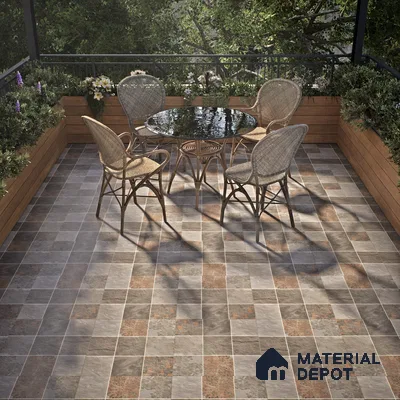 Parking Floor Tile TL 02335 16 x 16 inch Vitrified Anti Skid Matte Finish Heavy Duty Tile - 12 mm | Suitable For Outdoor, Balcony, Terrace | Pattern Alignment May Vary | 2-3 mm Spacer is Mandatory