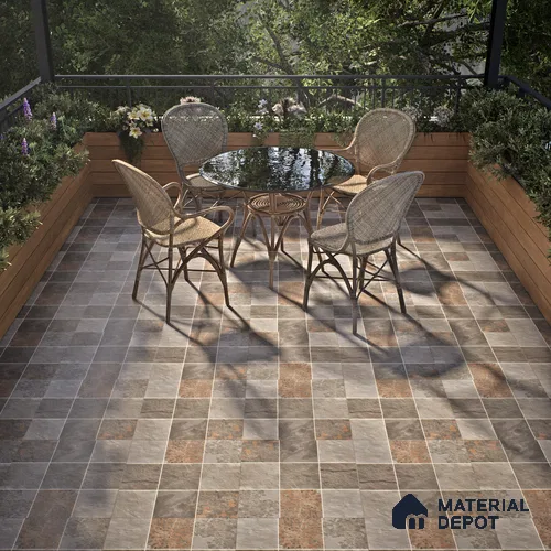 Parking Floor Tile TL 02335 16 x 16 inch Vitrified Anti Skid Matte Finish Heavy Duty Tile - 12 mm | Suitable For Outdoor, Balcony, Terrace | Pattern Alignment May Vary | 2-3 mm Spacer is Mandatory