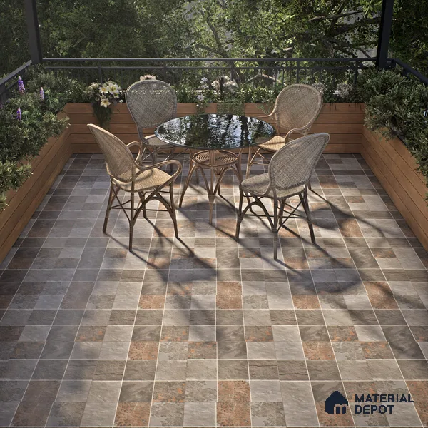 Parking Floor Tile TL 02335 16 x 16 inch Vitrified Anti Skid Matte Finish Heavy Duty Tile - 12 mm | Suitable For Outdoor, Balcony, Terrace | Pattern Alignment May Vary | 2-3 mm Spacer is Mandatory