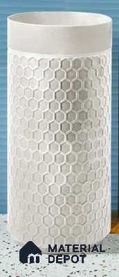 Avyra Sink BS 00061 Honeycomb Pearl 400 x 400 x 860 mm Circular Artificial Stone Matte Finish Pedestal Basin - 860 mm | Suitable For Bathroom, Vanity & Utility Areas