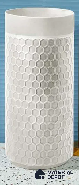 Avyra Sink BS 00061 Honeycomb Pearl 400 x 400 x 860 mm Circular Artificial Stone Matte Finish Pedestal Basin - 860 mm | Suitable For Bathroom, Vanity & Utility Areas