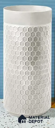Avyra Sink BS 00061 Honeycomb Pearl 400 x 400 x 860 mm Circular Artificial Stone Matte Finish Pedestal Basin - 860 mm | Suitable For Bathroom, Vanity & Utility Areas