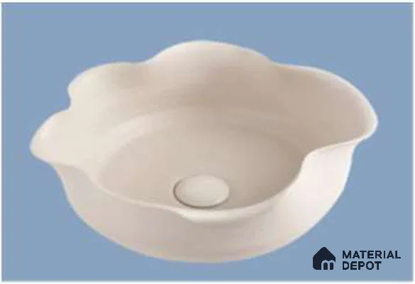 Veyora Sink BS 00118 Blush Lotus 405 x 360 x 135 mm Circular Ceramic Matte Finish Handmade Designer Basin - 135 mm | Suitable For Bathroom, Vanity & Utility Areas