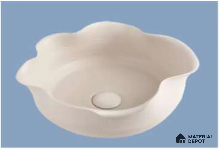 Veyora Sink BS 00118 Blush Lotus 405 x 360 x 135 mm Circular Ceramic Matte Finish Handmade Designer Basin - 135 mm | Suitable For Bathroom, Vanity & Utility Areas