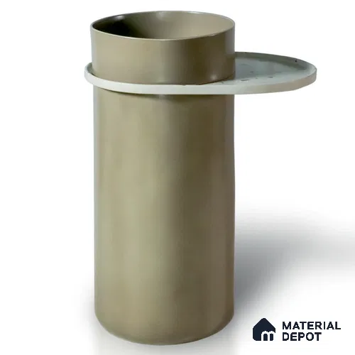 Avyra Basin BS 00198 Olive Ledge 405 x 405 x 850mm Circular Ceramic Matte Finish Pedestal Basin - 850 mm | Suitable For Bathroom, Vanity & Utility Areas