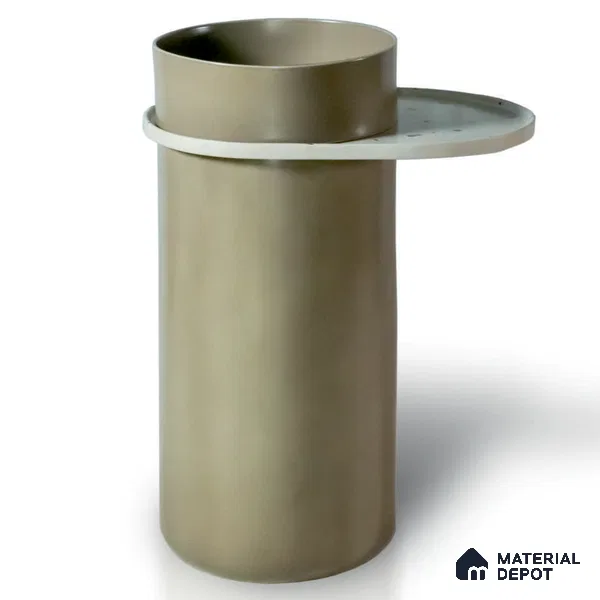 Avyra Basin BS 00198 Olive Ledge 405 x 405 x 850mm Circular Ceramic Matte Finish Pedestal Basin - 850 mm | Suitable For Bathroom, Vanity & Utility Areas