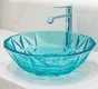 Veyora Sink BS 00173 C Aqua 406 x 406 mm Circular Glass Crystal Finish Designer Basin | Suitable For Bathroom, Vanity & Utility Areas | image 01