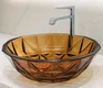 Veyora Sink BS 00173 G Amber 406 x 406 mm Circular Glass Crystal Finish Designer Basin | Suitable For Bathroom, Vanity & Utility Areas | image 01