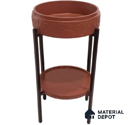 Avyra Sink BS 00042 Terracotta Cradle 410 x 410 x 830 mm Circular Artificial Stone Matte Finish Pedestal Basin - 830 mm | Suitable For Bathroom, Vanity & Utility Areas