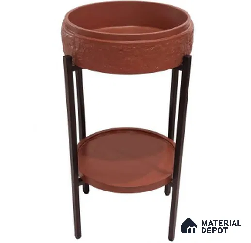 Avyra Sink BS 00042 Terracotta Cradle 410 x 410 x 830 mm Circular Artificial Stone Matte Finish Pedestal Basin - 830 mm | Suitable For Bathroom, Vanity & Utility Areas