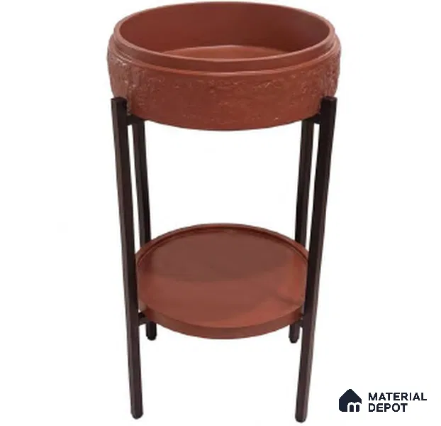 Avyra Sink BS 00042 Terracotta Cradle 410 x 410 x 830 mm Circular Artificial Stone Matte Finish Pedestal Basin - 830 mm | Suitable For Bathroom, Vanity & Utility Areas