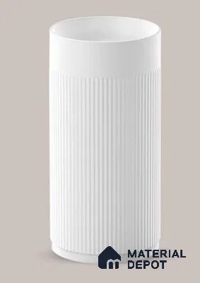 Avyra Sink BS 00192 Arctic Fluted 410 x 410 x 840 mm Circular Ceramic Matte Finish Designer Basin - 840 mm | Suitable For Bathroom, Vanity & Utility Areas