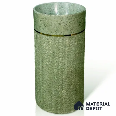 Avyra Basin BS 00196 Jade Terrazzo 410 x 410 x 850mm Circular Ceramic Matte Finish Pedestal Basin - 850 mm | Suitable For Bathroom, Vanity & Utility Areas