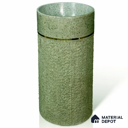 Avyra Basin BS 00196 Jade Terrazzo 410 x 410 x 850mm Circular Ceramic Matte Finish Pedestal Basin - 850 mm | Suitable For Bathroom, Vanity & Utility Areas