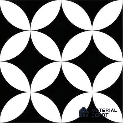 Moroccan Floor & Wall Tile TL 04358 Monochrome Star 1 ft x 1 ft Matte Finish Ceramic Tile - 9 mm | Suitable For Kitchen, Bathroom, Dining Area | Please Expect a Slight Variation of Pattern
