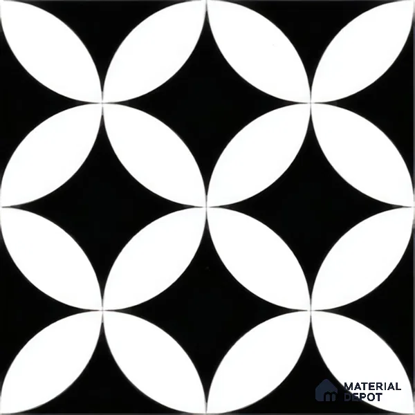Moroccan Floor & Wall Tile TL 04358 Monochrome Star 1 ft x 1 ft Matte Finish Ceramic Tile - 9 mm | Suitable For Kitchen, Bathroom, Dining Area | Please Expect a Slight Variation of Pattern