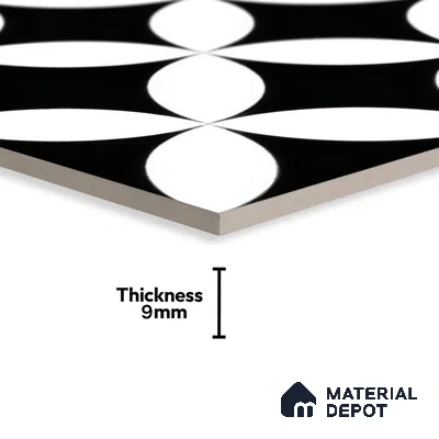 Moroccan Floor & Wall Tile TL 04358 Monochrome Star 1 ft x 1 ft Matte Finish Ceramic Tile - 9 mm | Suitable For Kitchen, Bathroom, Dining Area | Please Expect a Slight Variation of Pattern