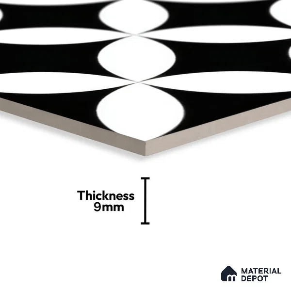 Moroccan Floor & Wall Tile TL 04358 Monochrome Star 1 ft x 1 ft Matte Finish Ceramic Tile - 9 mm | Suitable For Kitchen, Bathroom, Dining Area | Please Expect a Slight Variation of Pattern