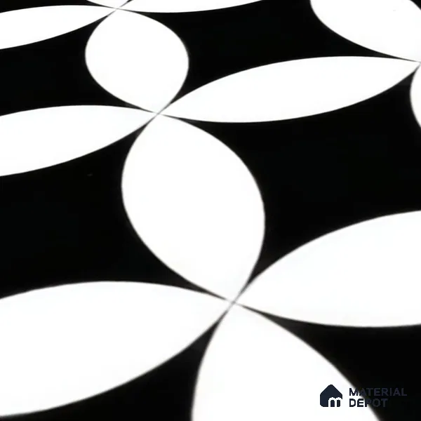 Moroccan Floor & Wall Tile TL 04358 Monochrome Star 1 ft x 1 ft Matte Finish Ceramic Tile - 9 mm | Suitable For Kitchen, Bathroom, Dining Area | Please Expect a Slight Variation of Pattern