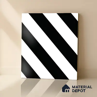 Moroccan Floor & Wall Tile TL 04359 Monochrome Strip 1 ft x 1 ft Matte Finish Ceramic Tile - 9 mm | Suitable For Kitchen, Bathroom, Dining Area | Please Expect a Slight Variation of Pattern