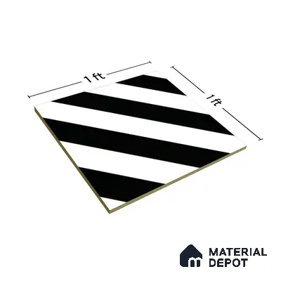 Moroccan Floor & Wall Tile TL 04359 Monochrome Strip 1 ft x 1 ft Matte Finish Ceramic Tile - 9 mm | Suitable For Kitchen, Bathroom, Dining Area | Please Expect a Slight Variation of Pattern
