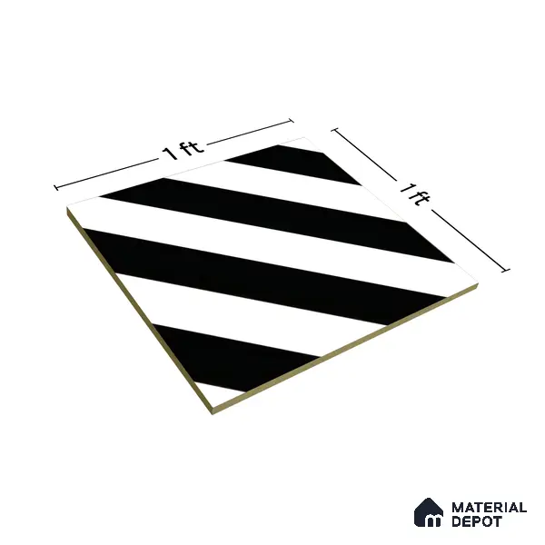 Moroccan Floor & Wall Tile TL 04359 Monochrome Strip 1 ft x 1 ft Matte Finish Ceramic Tile - 9 mm | Suitable For Kitchen, Bathroom, Dining Area | Please Expect a Slight Variation of Pattern