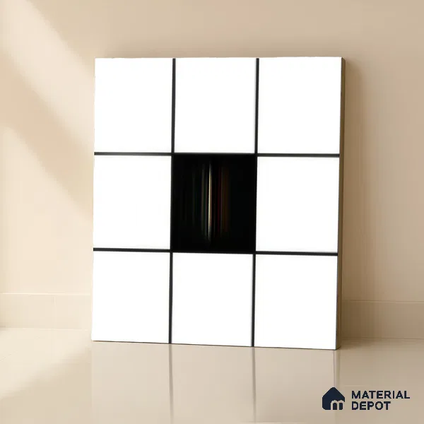 Moroccan Floor & Wall Tile TL 04361 Chess Monochrome Chequered 1 ft x 1 ft Matte Finish Ceramic Tile - 9 mm | Suitable For Kitchen, Bathroom, Entryway | Please Expect a Slight Variation of Pattern
