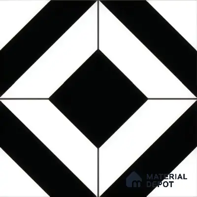 Moroccan Floor & Wall Tile TL 04364 Monochrome Square 1 ft x 1 ft Matte Finish Ceramic Tile - 9 mm | Suitable For Kitchen, Bathroom, Dining Area | Please Expect a Slight Variation of Pattern