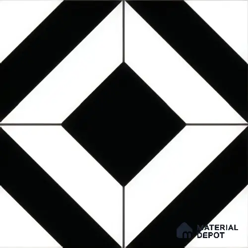 Moroccan Floor & Wall Tile TL 04364 Monochrome Square 1 ft x 1 ft Matte Finish Ceramic Tile - 9 mm | Suitable For Kitchen, Bathroom, Dining Area | Please Expect a Slight Variation of Pattern