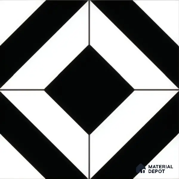 Moroccan Floor & Wall Tile TL 04364 Monochrome Square 1 ft x 1 ft Matte Finish Ceramic Tile - 9 mm | Suitable For Kitchen, Bathroom, Dining Area | Please Expect a Slight Variation of Pattern
