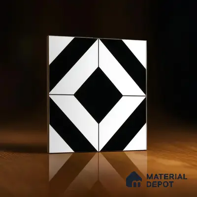 Moroccan Floor & Wall Tile TL 04364 Monochrome Square 1 ft x 1 ft Matte Finish Ceramic Tile - 9 mm | Suitable For Kitchen, Bathroom, Dining Area | Please Expect a Slight Variation of Pattern