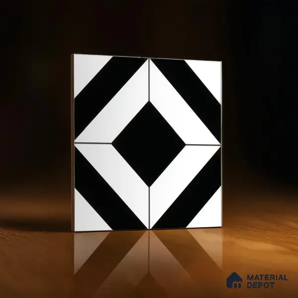 Moroccan Floor & Wall Tile TL 04364 Monochrome Square 1 ft x 1 ft Matte Finish Ceramic Tile - 9 mm | Suitable For Kitchen, Bathroom, Dining Area | Please Expect a Slight Variation of Pattern