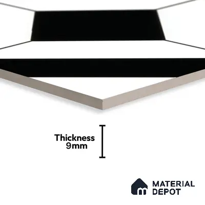 Moroccan Floor & Wall Tile TL 04364 Monochrome Square 1 ft x 1 ft Matte Finish Ceramic Tile - 9 mm | Suitable For Kitchen, Bathroom, Dining Area | Please Expect a Slight Variation of Pattern