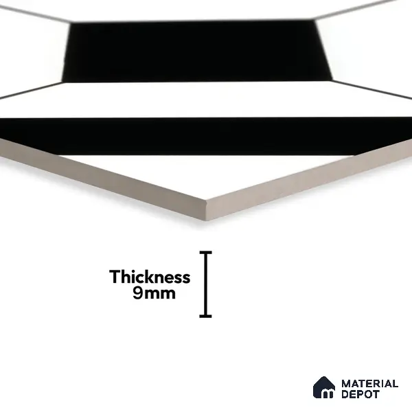 Moroccan Floor & Wall Tile TL 04364 Monochrome Square 1 ft x 1 ft Matte Finish Ceramic Tile - 9 mm | Suitable For Kitchen, Bathroom, Dining Area | Please Expect a Slight Variation of Pattern