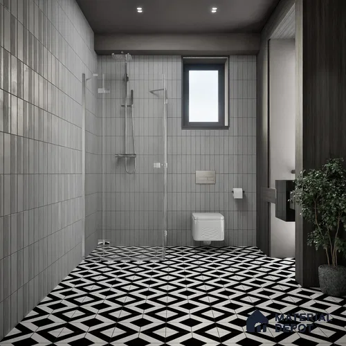 Moroccan Floor & Wall Tile TL 04364 Monochrome Square 1 ft x 1 ft Matte Finish Ceramic Tile - 9 mm | Suitable For Kitchen, Bathroom, Entryway | Please Expect a Slight Variation of Pattern