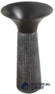 Avyra Sink BS 00068 Graphite Trumpet 420 x 420 x 860 mm Circular Artificial Stone Matte Finish Pedestal Basin - 860 mm | Suitable For Bathroom, Vanity & Utility Areas