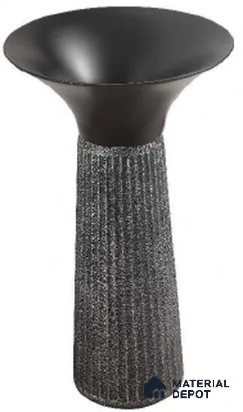 Avyra Sink BS 00068 Graphite Trumpet 420 x 420 x 860 mm Circular Artificial Stone Matte Finish Pedestal Basin - 860 mm | Suitable For Bathroom, Vanity & Utility Areas