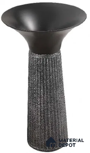 Avyra Sink BS 00068 Graphite Trumpet 420 x 420 x 860 mm Circular Artificial Stone Matte Finish Pedestal Basin - 860 mm | Suitable For Bathroom, Vanity & Utility Areas