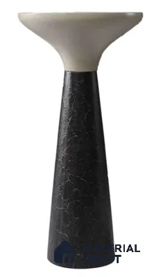 Avyra Sink BS 00053 Noir Chalice 420 x 420 x 860 mm Circular Artificial Stone Matte Finish Pedestal Basin - 860 mm | Suitable For Bathroom, Vanity & Utility Areas