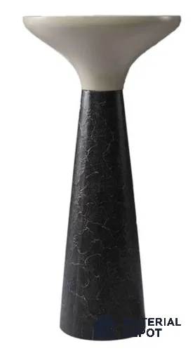 Avyra Sink BS 00053 Noir Chalice 420 x 420 x 860 mm Circular Artificial Stone Matte Finish Pedestal Basin - 860 mm | Suitable For Bathroom, Vanity & Utility Areas