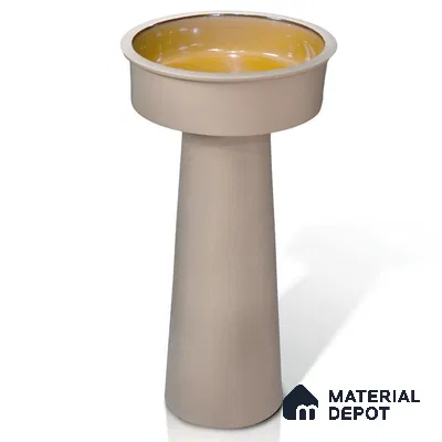 Avyra Basin BS 00195 Taupe Chalice 450 x 450 x 850mm Circular Ceramic Matte Finish Pedestal Basin - 850 mm | Suitable For Bathroom, Vanity & Utility Areas