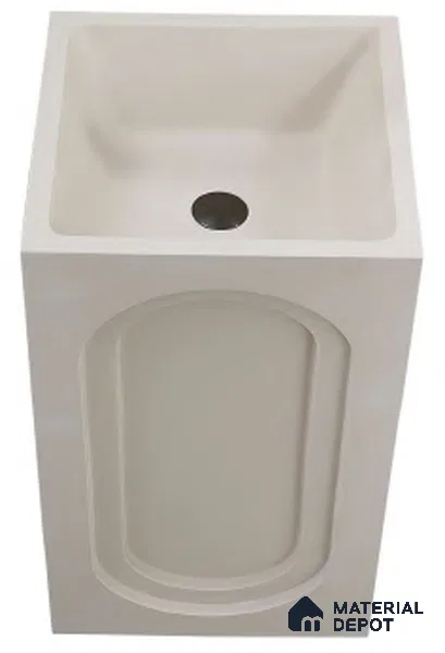 Avyra Sink BS 00039 Cream Arch 450 x 450 x 860 mm Rectangular Artificial Stone Matte Finish Pedestal Basin - 860 mm | Suitable For Bathroom, Vanity & Utility Areas