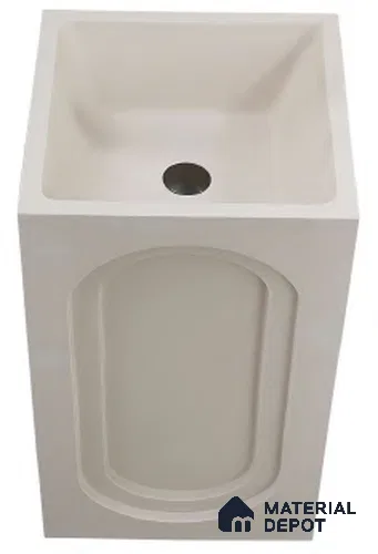 Avyra Sink BS 00039 Cream Arch 450 x 450 x 860 mm Rectangular Artificial Stone Matte Finish Pedestal Basin - 860 mm | Suitable For Bathroom, Vanity & Utility Areas
