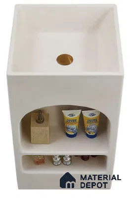 Avyra Sink BS 00063 Arch Niche 450 x 450 x 860 mm Rectangular Artificial Stone Matte Finish Pedestal Basin - 860 mm | Suitable For Bathroom, Vanity & Utility Areas
