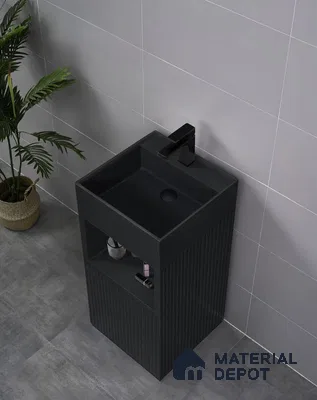 Avyra Sink BS 00186 Onyx Cube 450 x 450 x 860 mm Rectangular Ceramic Matte Finish Designer Basin - 860 mm | Suitable For Bathroom, Vanity & Utility Areas