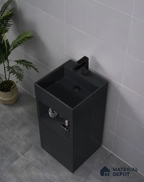 Avyra Sink BS 00186 Onyx Cube 450 x 450 x 860 mm Rectangular Ceramic Matte Finish Designer Basin - 860 mm | Suitable For Bathroom, Vanity & Utility Areas