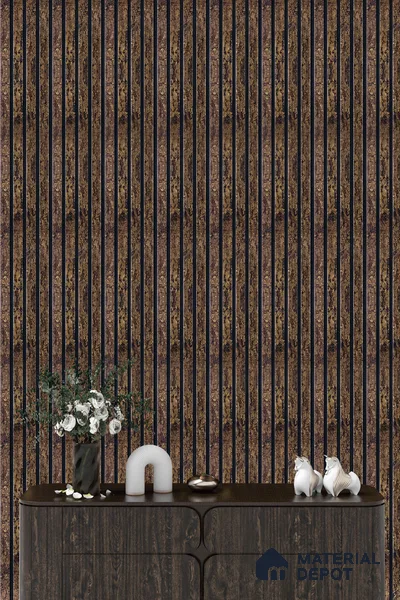 Brown Wooden Louver PN 05276 8 ft x 4.9 inch Charcoal Panel - 11 mm | Suitable for Feature Wall, TV Unit & Living Room | Width is Subjected to 5% Variation
